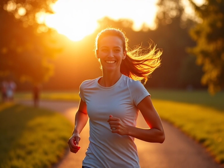 An image symbolizing progress and well-being, perhaps a person exercising outdoors with a healthy glow